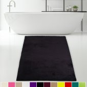 Bonny Home Elite Siyah 120x180 cm Köşeli Peluş Banyo Halısı Kaymaz Büyük Ebat Pofuduk Banyo Paspası - 1