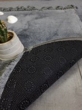 Elite Siyah Ponpon Saçaklı Peluş 2li Banyo Paspası Halısı Kaymaz Taban Klozet Takımı Püsküllü - 1