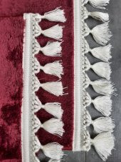 Elite Mürdüm Ponpon Saçaklı Peluş 2li Banyo Paspası Halısı Kaymaz Taban Klozet Takımı Püsküllü - 2