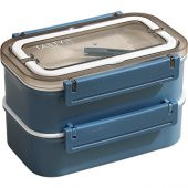 Vagonlife Bento 1600ML Lunchbox Yeni Koleksiyon 2 Katlı 4 Bölmeli Çelik Sefer Tası Yemek Kutusu - 1