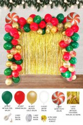 Lüks Yılbaşı Balon Paketi 138 Parça Lüks Yılbaşı Süsleri Büyük Yılbaşı Balon Zinciri - 1