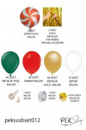 Lüks Yılbaşı Balon Paketi 138 Parça Lüks Yılbaşı Süsleri Büyük Yılbaşı Balon Zinciri - 2