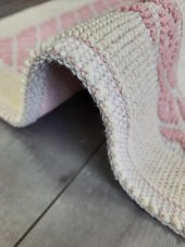 Soffy Doğal Pamuklu Pembe & Krem Ayak Paspası Ayak Havlusu 50x70 cm Banyo Paspası - 4
