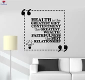 Oturma Odası, Ofis, Dükkan Duvar Sticker Sağlık İlham Cümle Alıntı Sağlıklı Yaşam Ev Dekor Çıkartmalar thumbnail 1