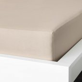 Çift Kişilik Lastikli Çarşaf, Açık Bej Renk IKEA Ölçü 120x200 cm Pamuklu - 2