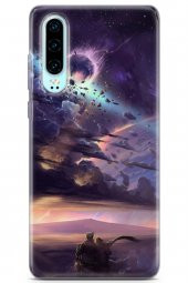 Huawei P30 Kılıf Seri Moon 05 Meteor Yağmuru Koruma Kılıfı Lacivert - 1