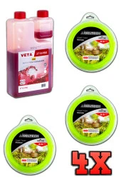 Germany Style 3 ADET 6 Köşe 3.5 mm 41 Metre Tırpan Misinası ve 1 Litre 2 T Yağ Sağlam Dayanıklı - 1