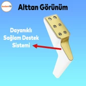 Logan 6'lı Set Mobilya Tv Ünitesi Konsol Koltuk Kanepe Destek Ayağı 19 Cm Beyaz Altın Ayakları M8 thumbnail 5