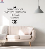 Oturma Odası, Ofis, Dükkan Duvar Sticker Moda Yalnızca Solup Gider Stil Aynı Kalır Chanel Alıntı İlham Verici Sözler Çıkartmalar - 1