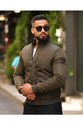 Tomiross-Haki Yeşil Erkek Dik Yaka Su ve Rüzgar Geçirmez Slim Fit Elyaf Dolgulu Mont RAMON-9387 - 1