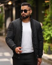 Tomiross-Ramon Siyah Erkek Dik Yaka Su ve Rüzgar Geçirmez Slim Fit Elyaf Dolgulu Mont RAMON-9387 - 1