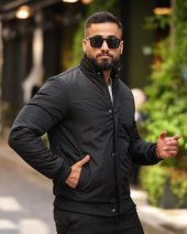 Tomiross-Ramon Siyah Erkek Dik Yaka Su ve Rüzgar Geçirmez Slim Fit Elyaf Dolgulu Mont RAMON-9387 - 3