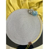 DecoHandy 39cm Çiçekli Jüt Örme Supla Amerikan Servis - 2