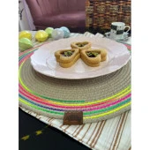 DecoHandy 39cm Neon Renkli Şeritli Jüt Örme Supla Amerikan Servis thumbnail 1