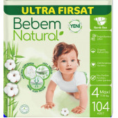 Bebem Natural 4 Numara Maxi 104'lü Bebek Bezi - 1