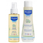 Mustela Bebek Bakım Masaj Yağı 100ml - Mustela Gentle Göz Yakmayan Bebek Şampuanı 200ml - 1