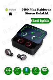 M90 Max Bluetooth Kulaklık Powerbankli Hız Göstergeli Mikrofonlu Kulak içi Oyuncu Kulaklık - 1