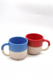 Tardan PEGGY Seramik 2li Kupa Seti 450 ml XMAVİ XKIRMIZI - 1