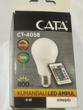 Cata CT-4058 9W 2700K (Sarı) RGB Kumandalı Led Ampul E27 Duylu thumbnail 1