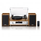 LENCO MC-160 WD PİKAP Hİ-Fİ STEREO SETİ BLUETOOTHLU DAB+ FM RADYO USBLİ MP3 KAYIT ÖZELLİKLİ MÜZİK SETİ PLAKÇALAR AHŞAP - 1