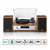 LENCO MC-160 WD PİKAP Hİ-Fİ STEREO SETİ BLUETOOTHLU DAB+ FM RADYO USBLİ MP3 KAYIT ÖZELLİKLİ MÜZİK SETİ PLAKÇALAR AHŞAP - 3