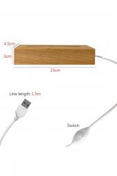 Ahşap Tabanlı, Kalemle Yazılabilir USB LED Masa Gece Lambası - 5
