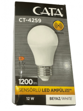 Cata CT-4259 12W 6400K (Beyaz Işık) Sensörlü E27 Duylu Led Ampul (2 Adet) - 1