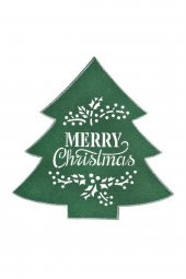 1 adet Yeşil Keçe Ağaç Şeklinde Merry ChristmasYazılı Simli Noel Suplası  & Amerikan Servisi 35 cm - 2