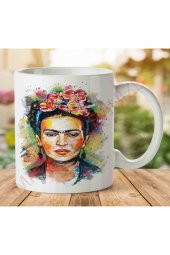 1-1006 Frida Kahlo İki Tarafı Baskılı Kupa Bardak - 1
