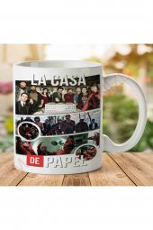 1-1112 La Casa de Papel Oyuncular İki Tarafı Baskılı Kupa Bardak - 1