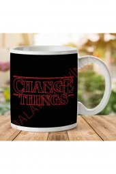 1-1286 Change Things Stranger Things İki Tarafı Baskılı Kupa Bardak - 1