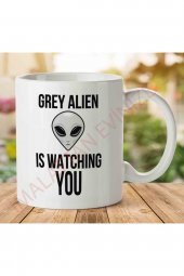 1-1421 Grey Alien ıs Watching You İki Tarafı Baskılı Kupa Bardak - 1