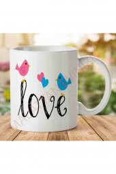 1-1694 Love Birds 2 İki Tarafı Baskılı Kupa Bardak - 1