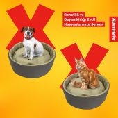 XPERMATE Sünger Simit Küçük Irk Köpek Yatağı Ve Kedi Yatağı 45 Cm Antrasit Bej XPETSNGR45SMT - 1