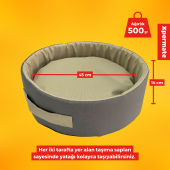 XPERMATE Sünger Simit Küçük Irk Köpek Yatağı Ve Kedi Yatağı 45 Cm Antrasit Bej XPETSNGR45SMT - 2