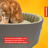 XPERMATE Sünger Simit Küçük Irk Köpek Yatağı Ve Kedi Yatağı 45 Cm Antrasit Bej XPETSNGR45SMT - 3