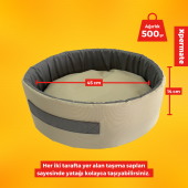 Sünger Simit Küçük Irk Köpek Yatağı 45 Cm Bej Antrasit - 3