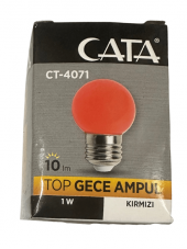 Cata CT-4071 1W Kırmızı Işık E27 Duylu Top Gece Led Ampul (8 Adet) - 1