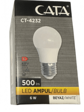 Cata CT-4232 6W 6400K (Beyaz Işık) E27 Duylu Led Ampul (4 Adet) - 1