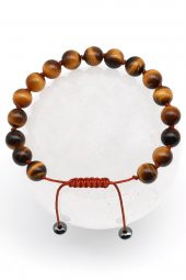 Kaplan Gözü Doğal Taş Makrome Örme Bileklik thumbnail 1