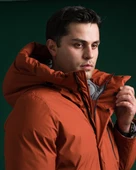 Slimfit Kapşonlu Çıtçıt Ve Fermuar Yan Fermuar Cepli Elyaf Dolgulu Astarlı Erkek Uzun Spor Mont - 7