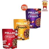 Granola 3'lü -Protein Bar Parçacıklı-Hindistan Cevizli 270g Kırmızı Meyveli 270g+Yer Fıstıklı 270g - 1