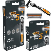 Bic Hybrid Flex 5 Tıraş Bıçağı 1 Sap + 6 Yedek Başlık - 1