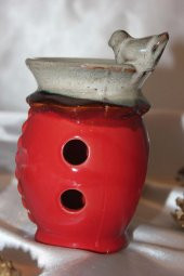 Kuş Detaylı Kırmızı Buhurdanlık Esans Hediyeli thumbnail 5