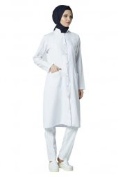 Kadın Tesettür Boy Doktor Öğretmen Önlüğü Laboratuvar Eczacı Hemşire Önlük - 1