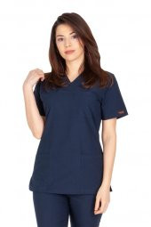 Kadın Doktor Hemşire Forması Scrubs Alpaka Kumaş Hastane Nöbet Tek Üst (Zarf Yaka Klasik Kol) - 1