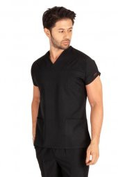 Erkek Doktor Hemşire Forması Scrubs Alpaka Kumaş Hastane Nöbet Tek Üst (Zarf Yaka Yarasa Kol) - 7