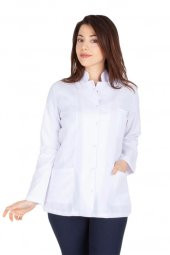Kadın Doktor Öğretmen Önlüğü Laboratuvar Eczacı Hemşire Ceket Boy Kısa Önlük Hakim Yaka - 3