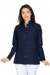 Kadın Doktor Öğretmen Önlüğü Laboratuvar Eczacı Hemşire Ceket Boy Kısa Önlük Hakim Yaka - 5