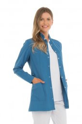 Kadın Doktor Öğretmen Önlüğü Laboratuvar Eczacı Hemşire Ceket Boy Kısa Önlük Hakim Yaka - 9